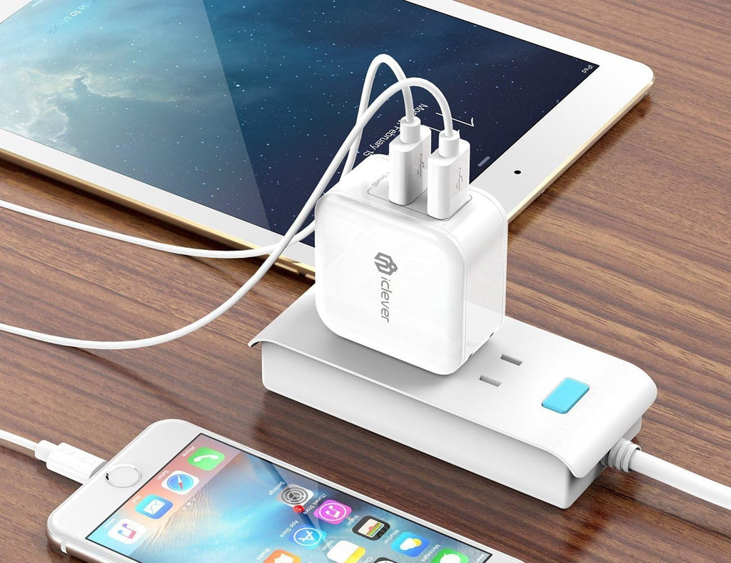 Boostcube 2Nd Generation 24W Dual USB Wall Charger with Smartid Technology, Foldable Plug, Travel Power Adapter for Iphone Xs/Xs Max/Xr/X/8 Plus/8/7 Plus/7/6S/6 Plus, Ipad Pro Air/Mini and Other Tablet