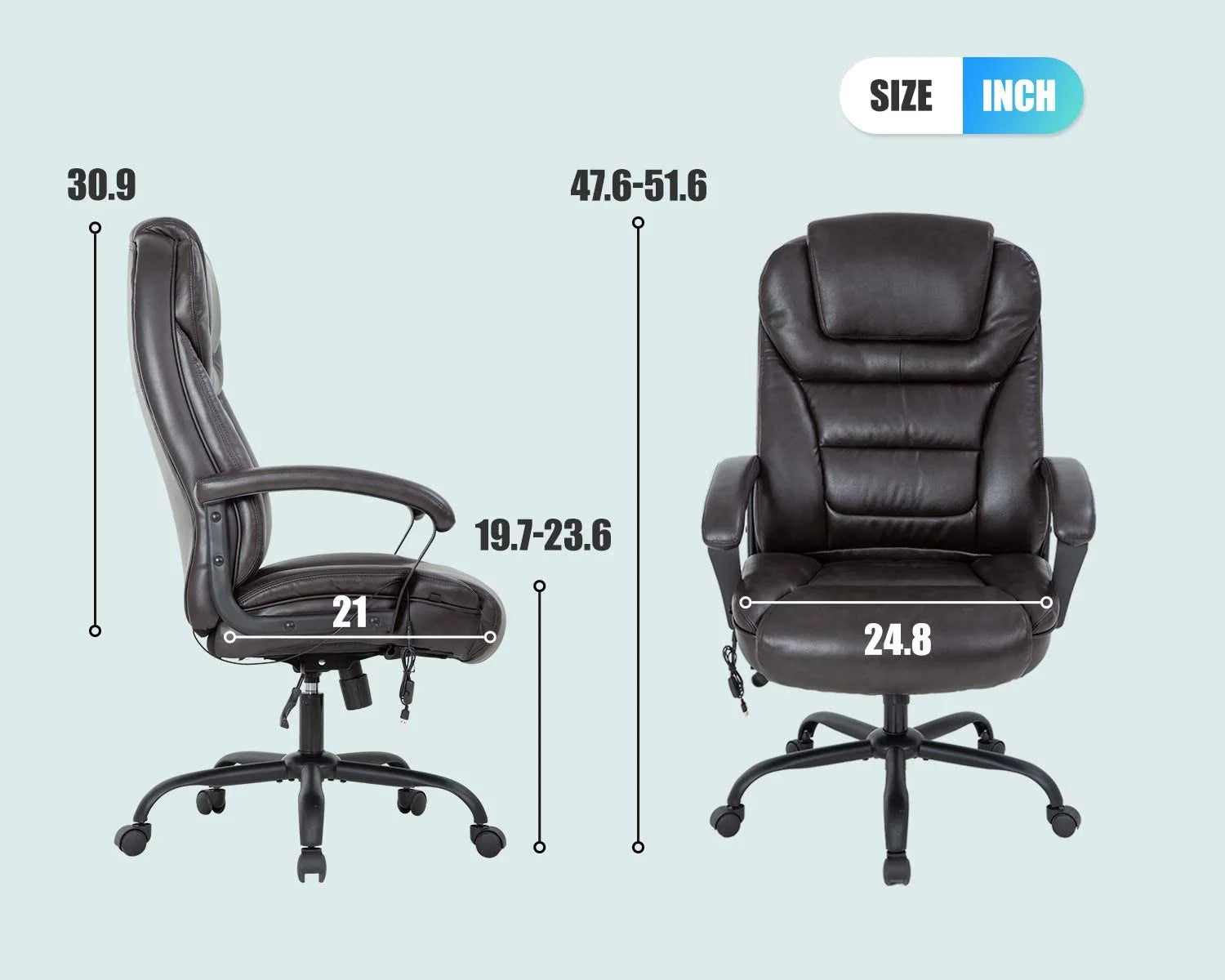 Big and Tall Office Chair, Lumbar Support, Rolling Swivel for Men, Women(Brown)