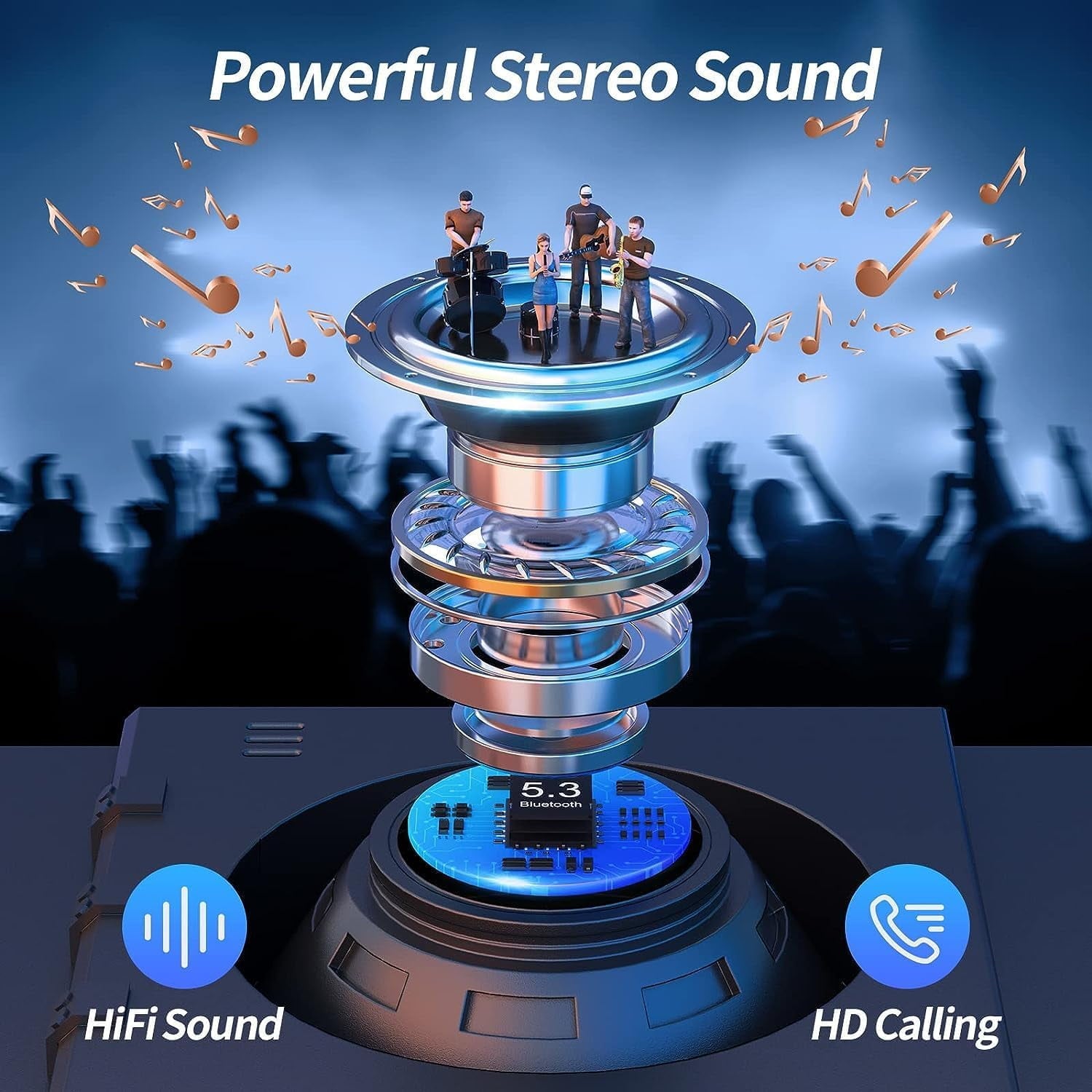 Wireless Bluetooth Earbuds with 76 Hours Playback, Noise Cancellation, Clear Call Quality, Power Display, Portable Charging Case, Lightweight, IPX7 Waterproof for Android and iOS