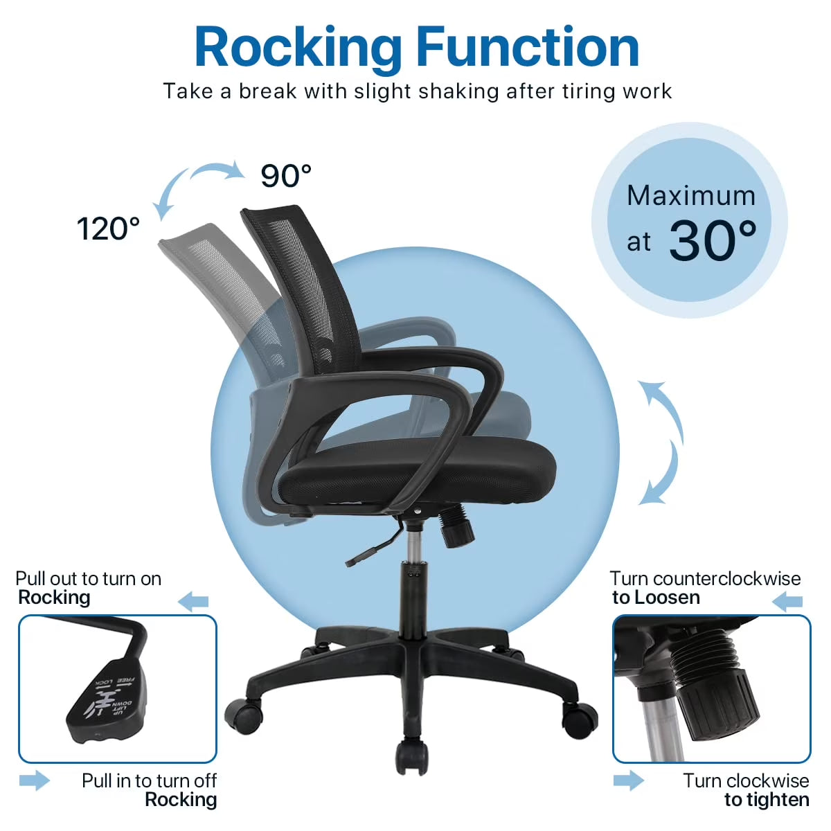 Mesh Office Chair Set of 3, Mid-Back Home Office Chair Adjustable Ergonomic Desk Chair (3 Pack， Black）