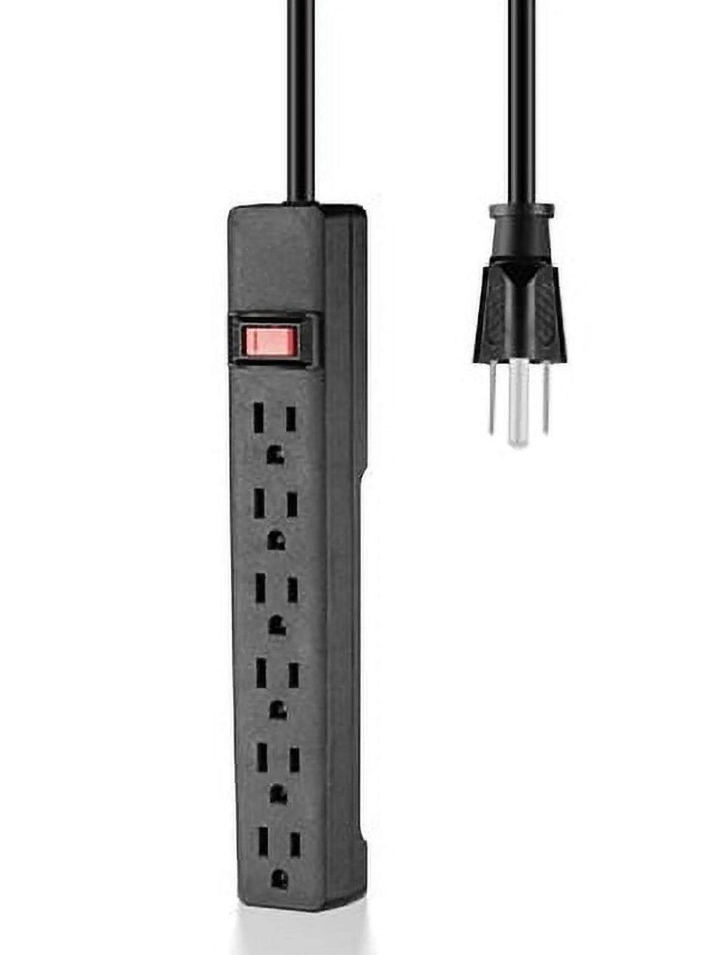 6-Outlet Indoor Power Strip with 8 Ft Extension Cord, ETL Certified, Black