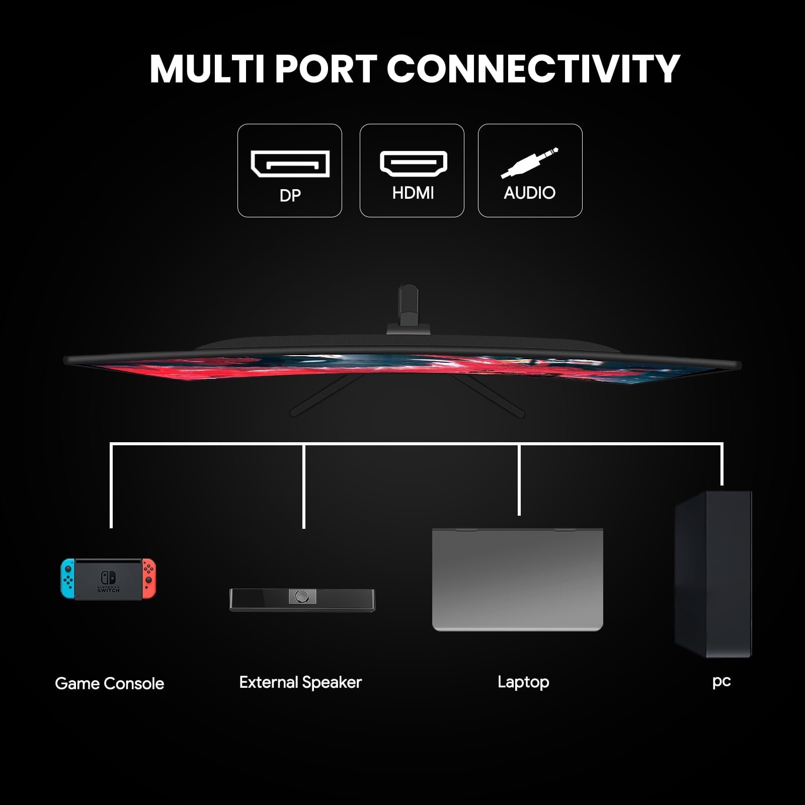 24" 165Hz/180Hz Curved Gaming Monitor,Fhd 1080P Computer Monitor,Freesync,120% Srgb,Low Motion Blur-Black