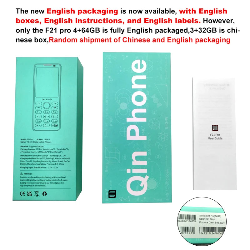 New  F21 Pro Smart Touch Screen Phone Wifi +2.8 Inch 3GB + 32GB / 4GB 64GB Bluetooth 5.0 480*640 Global Verison Phone