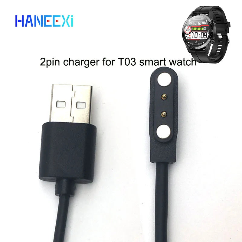 High Quality Magnet Charger Data Cable for T03 L15 L16 W26 Smart Watch Smartband 2Pin 4Mm Black 80Cm Power Chargers