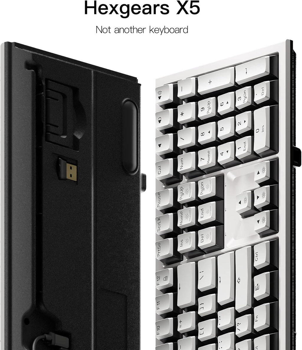 X5 Wireless Mechanical Keyboard with Kaihl Box Switch-Rose Red, Panda Computer Keyboard for Gaming, Typing, Ergonomic 108-Key Typewriter Keyboard with Wrist Rest