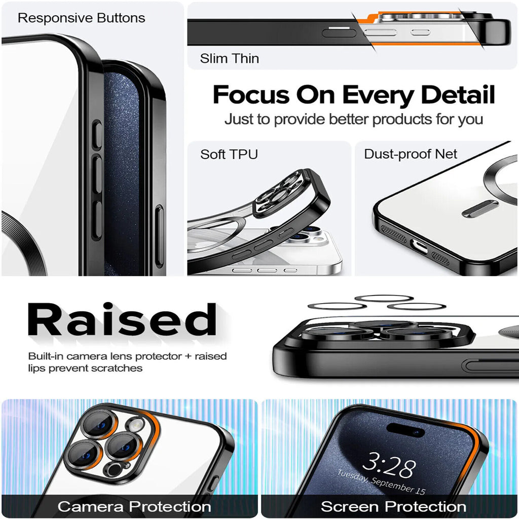 For Iphone 17 16 15 14 Pro Max 13 12 11 plus Air Mag Safe Case Camera Lens Cover