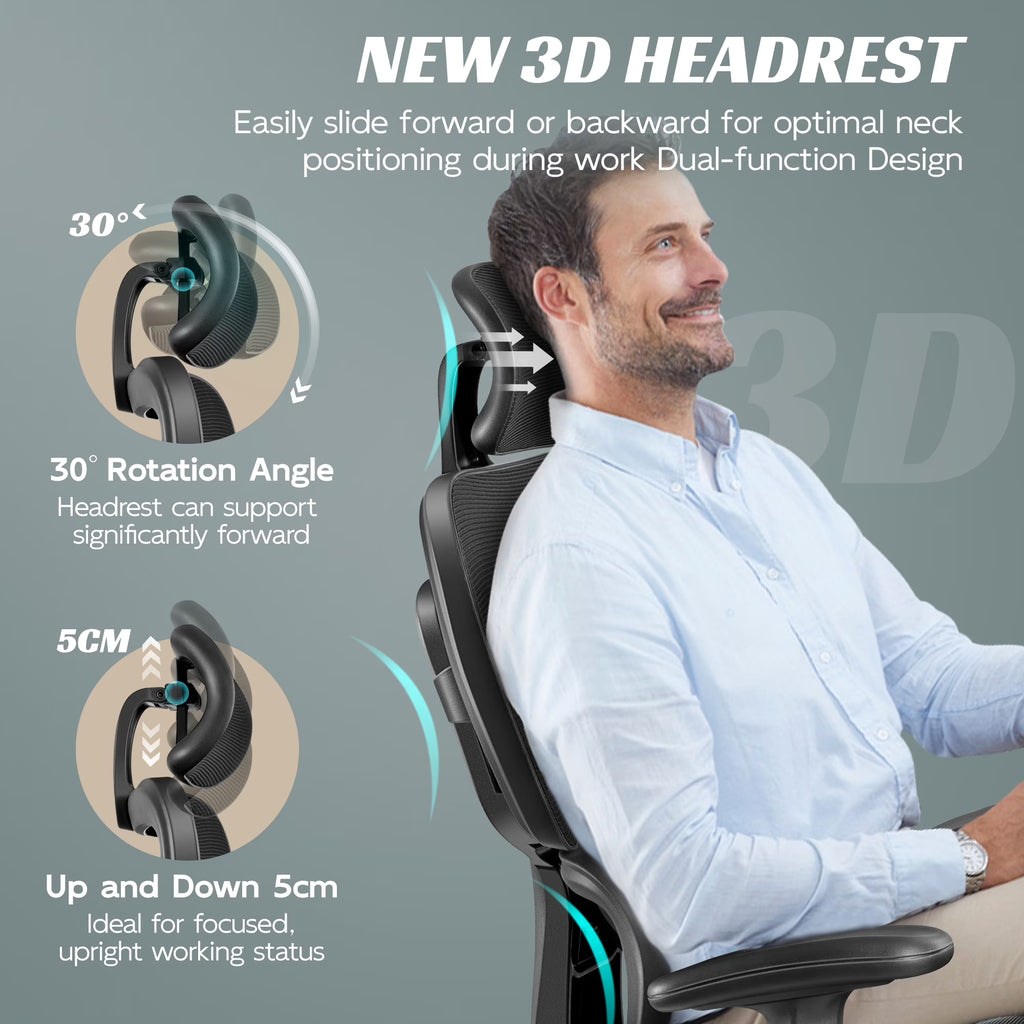 Ergonomic High Back Office Chair with Lumbar Support, Breathable Mesh, and Comfortable Foam Cushion, Supports Up to 300 lbs, Black