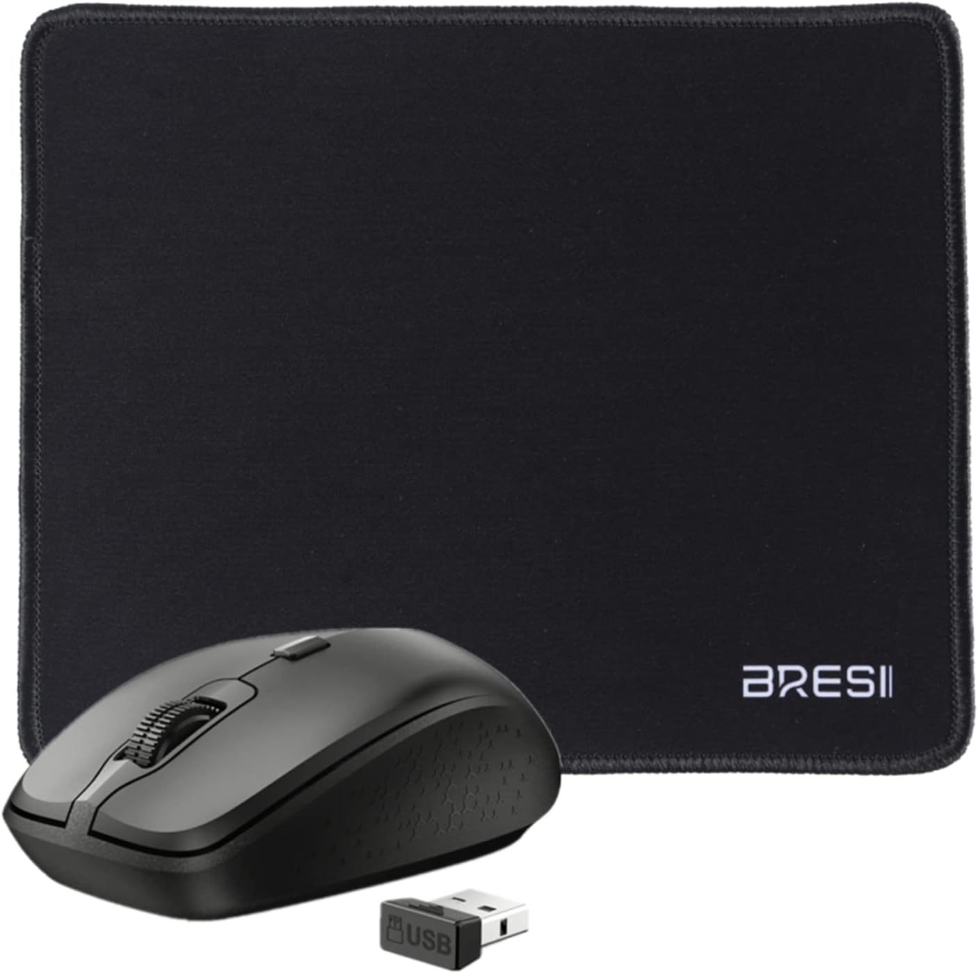 Ergonomic Bluetooth Mouse and Mouse Pad for Laptop, Silent Mouse with 3-Levels DPI, USB Nano Receiver for Android PC Notebook Computer Mac-Black