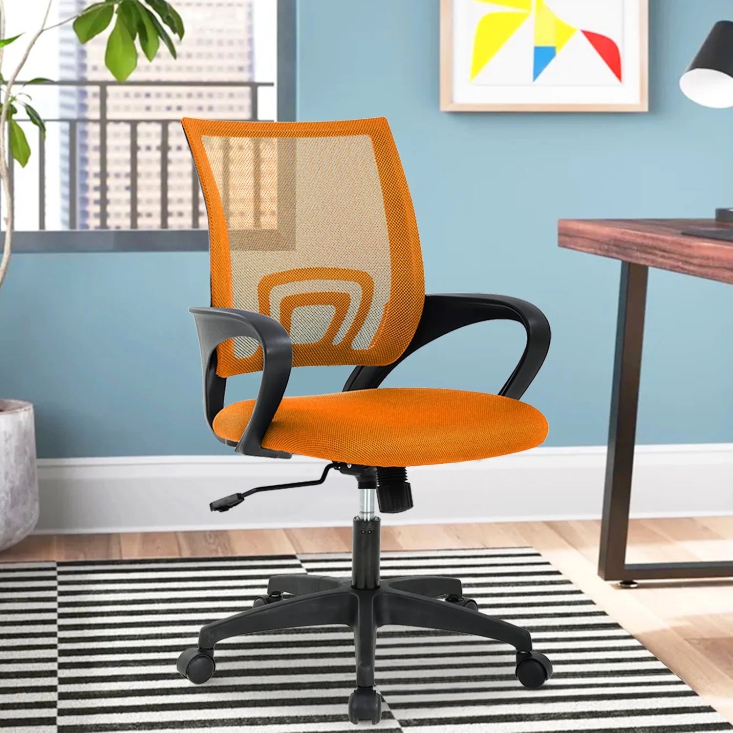 Mesh Office Chair Set of 3, Mid-Back Home Office Chair Adjustable Ergonomic Desk Chair (3 Pack， Black）