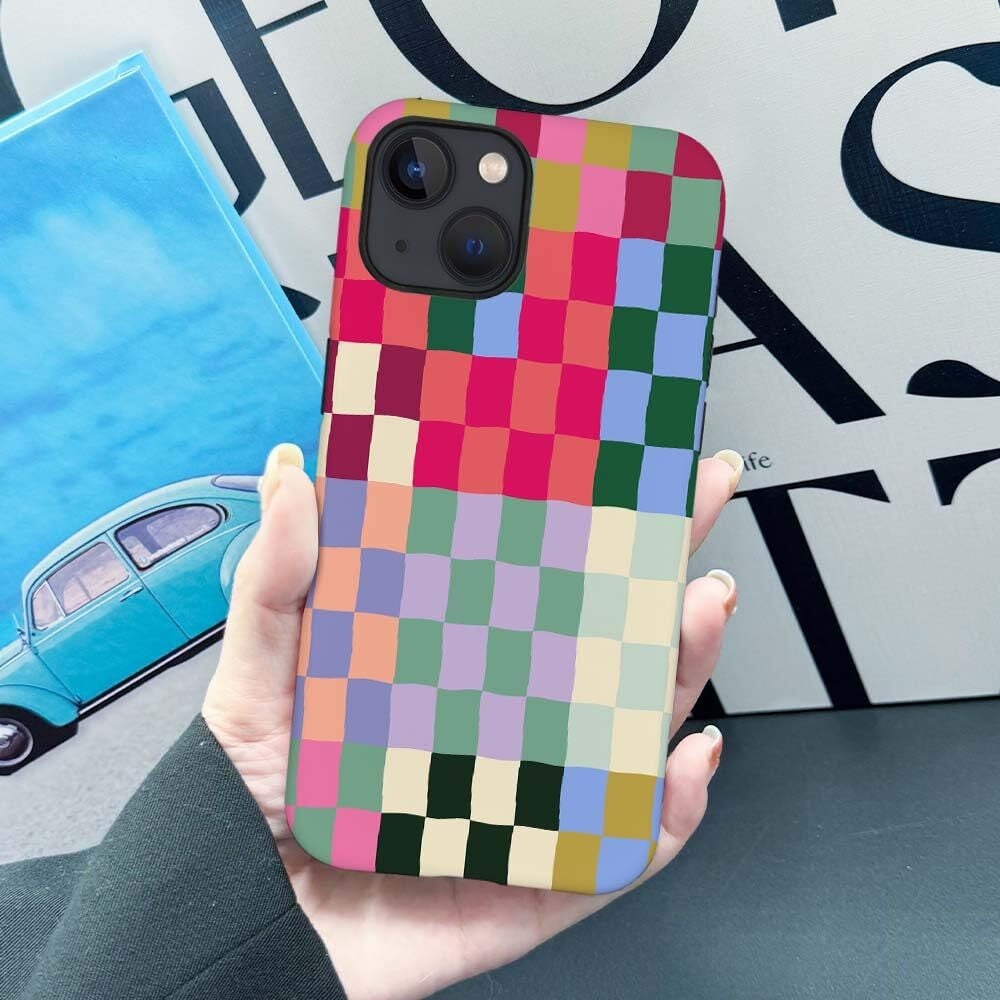 Colorful Checkerboard Iphone Case for Iphone 14 15 Pro Max plus Slim Protecti...