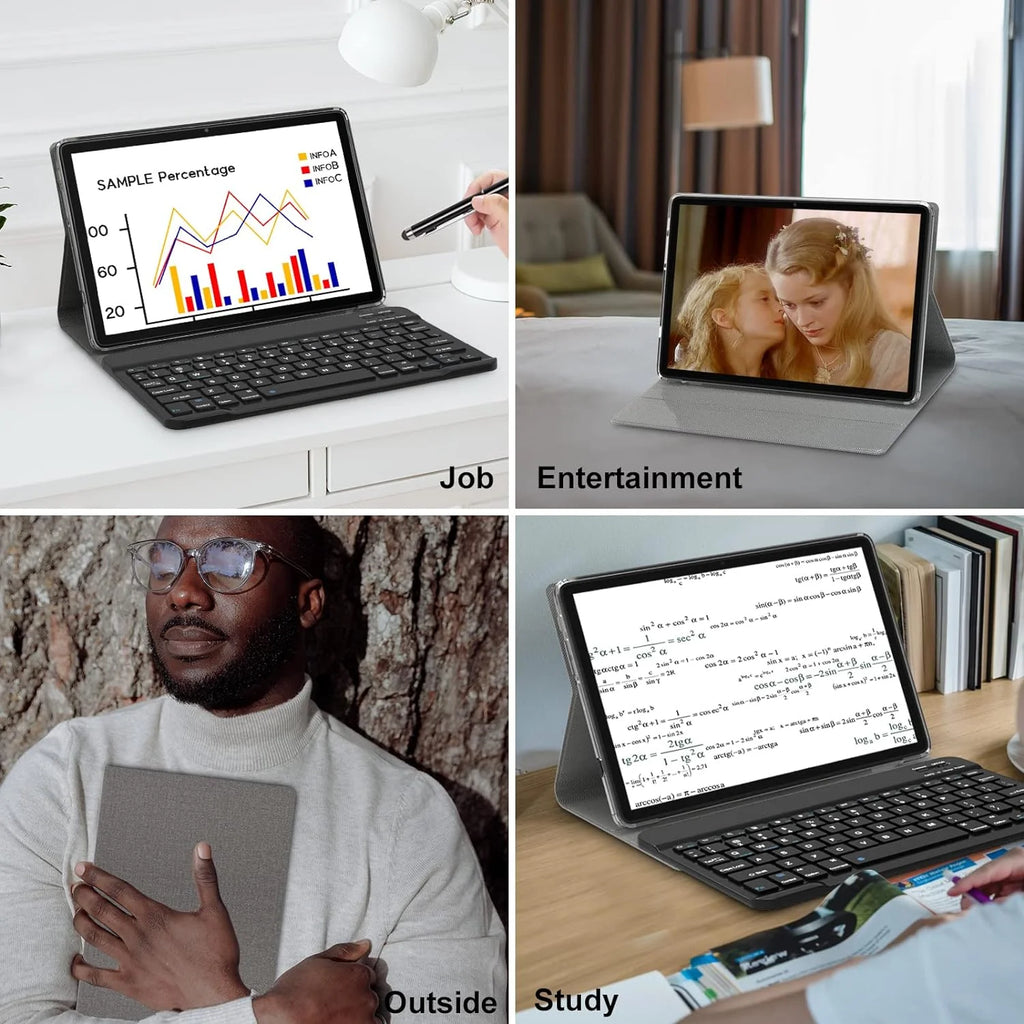 2024 Newest 2 in 1 Tablet, 10 Inch Tablet, 128GB Storage, 1TB Expand, Octa Core Android Tablet, Dual Camera 13MP, 2.4G/5G WIFI Tabelt, IPS FHD, with Stylus, Keyboard, Case, BT5.0, 7000Mah Battery, GPS