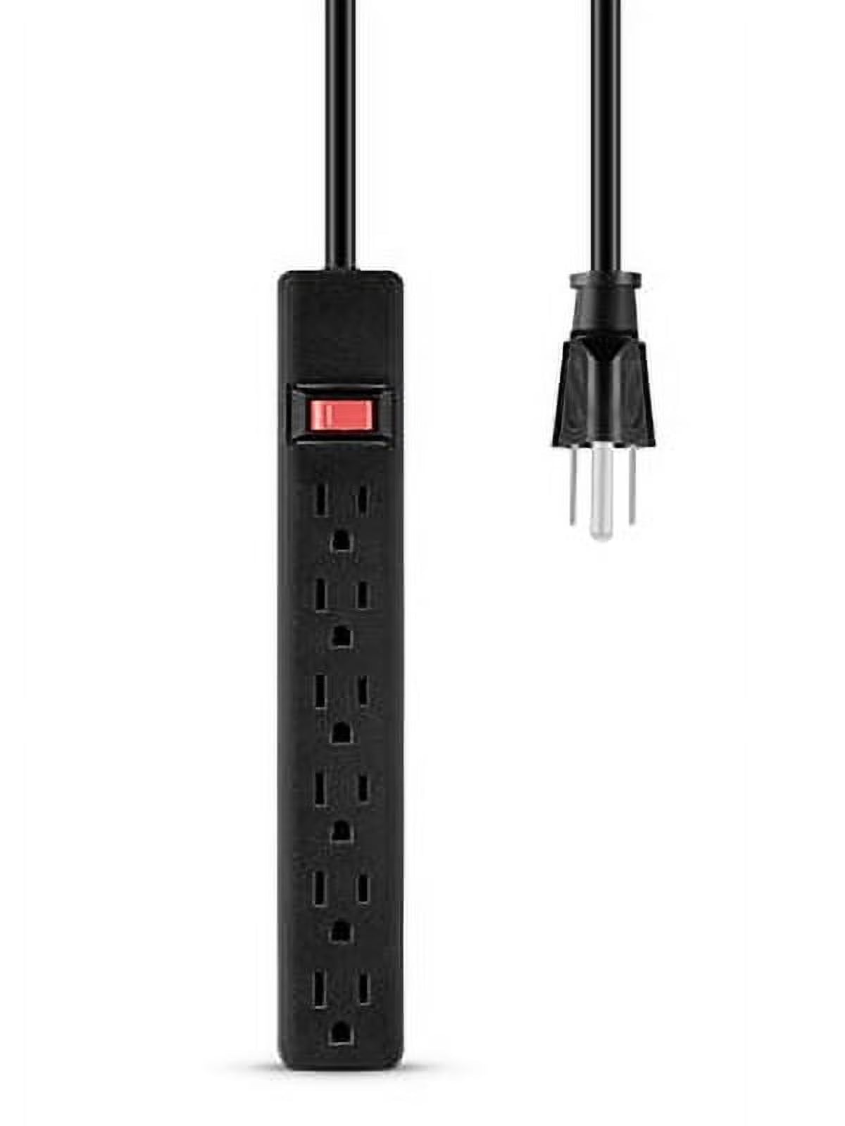 6-Outlet Indoor Power Strip with 8 Ft Extension Cord, ETL Certified, Black
