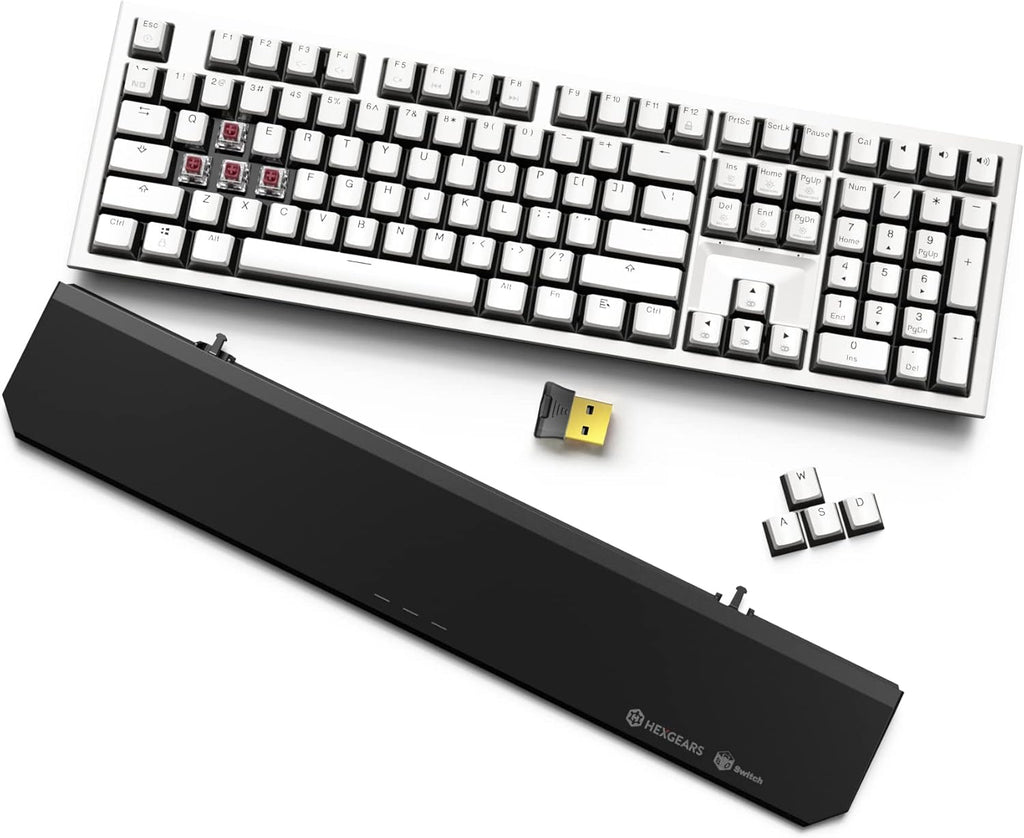 X5 Wireless Mechanical Keyboard with Kaihl Box Switch-Rose Red, Panda Computer Keyboard for Gaming, Typing, Ergonomic 108-Key Typewriter Keyboard with Wrist Rest