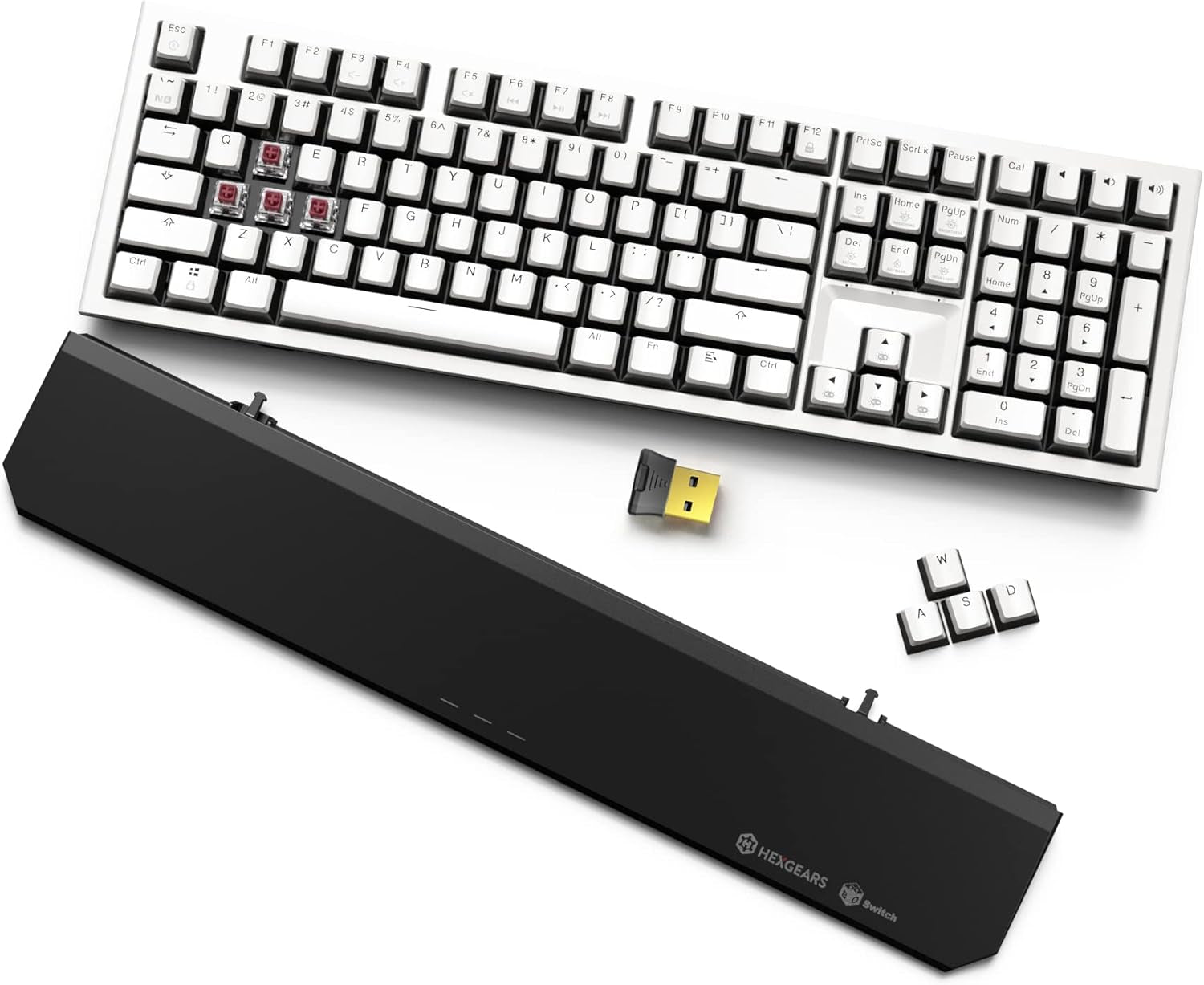 X5 Wireless Mechanical Keyboard with Kaihl Box Switch-Rose Red, Panda Computer Keyboard for Gaming, Typing, Ergonomic 108-Key Typewriter Keyboard with Wrist Rest