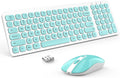 Wireless Keyboard and Mouse Combo, Ultra Thin Quiet Portable Wireless Keyboard and 2.4Ghz Wireless Mouse with Nano USB Receiver for Windows Laptop PC Notebook (White(Blue Keys))