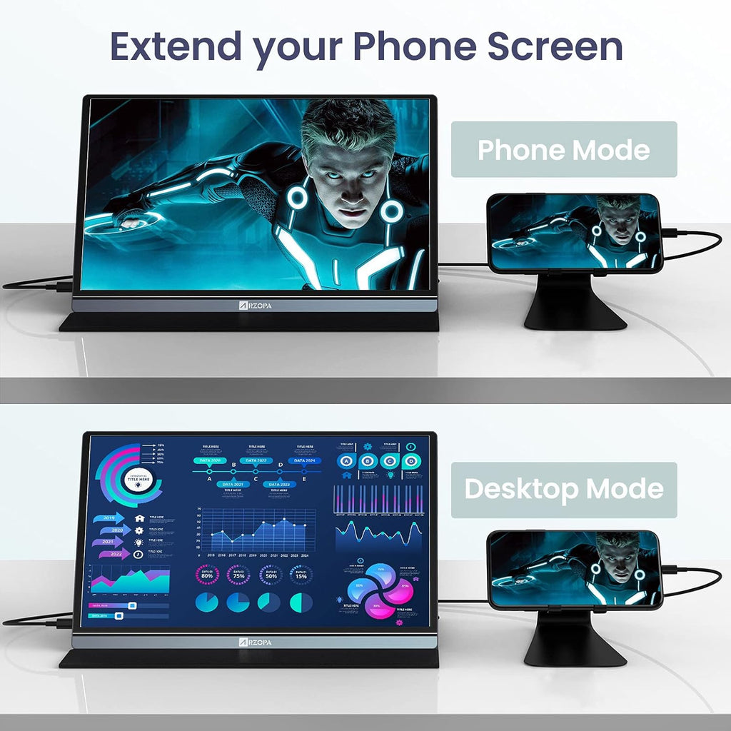 15.6'' FHD 1080P Portable Monitor - USB-C & HDMI, IPS Eye Care Screen, HDR, Dual Speakers, Smart Cover, Plug & Play for Laptop, PC, Mac, Xbox, PS5