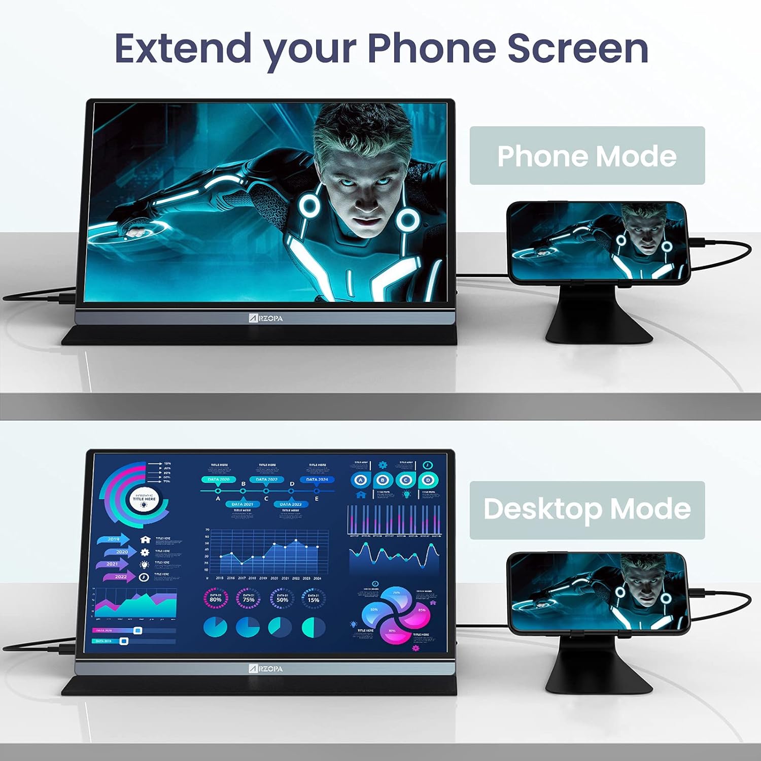 15.6'' FHD 1080P Portable Monitor - USB-C & HDMI, IPS Eye Care Screen, HDR, Dual Speakers, Smart Cover, Plug & Play for Laptop, PC, Mac, Xbox, PS5
