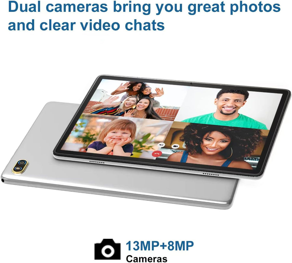 2024 Newest 2 in 1 Tablet, 10 Inch Tablet, 128GB Storage, 1TB Expand, Octa Core Android Tablet, Dual Camera 13MP, 2.4G/5G WIFI Tabelt, IPS FHD, with Stylus, Keyboard, Case, BT5.0, 7000Mah Battery, GPS