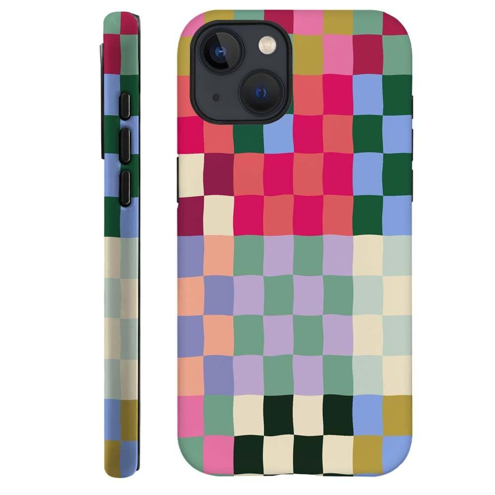 Colorful Checkerboard Iphone Case for Iphone 14 15 Pro Max plus Slim Protecti...