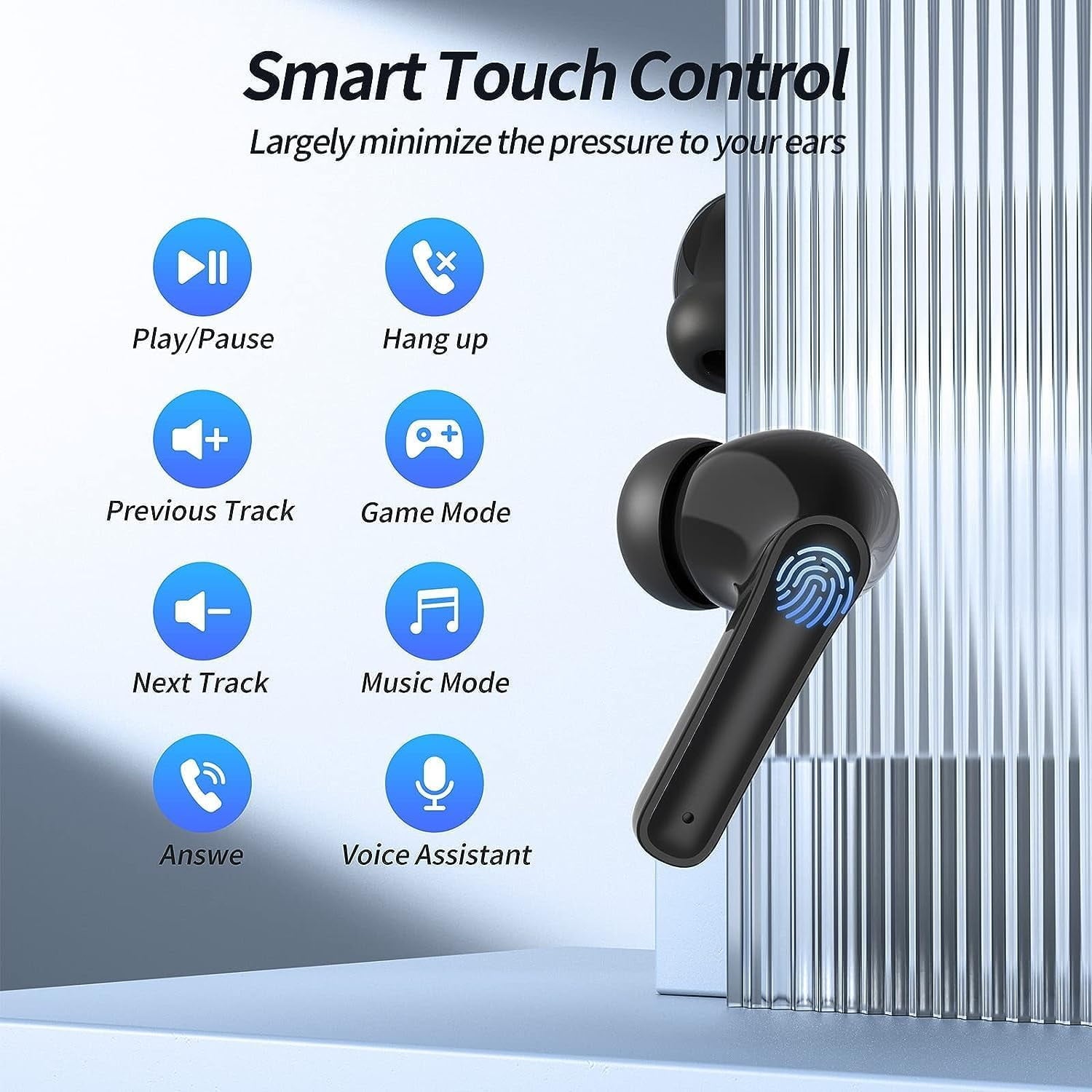 Wireless Bluetooth Earbuds with 76 Hours Playback, Noise Cancellation, Clear Call Quality, Power Display, Portable Charging Case, Lightweight, IPX7 Waterproof for Android and iOS