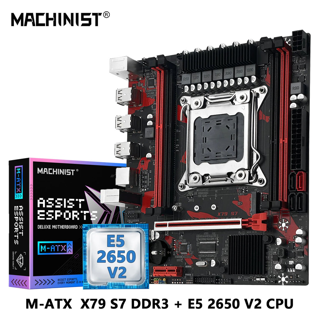 X79 S7 Motherboard Combo Optional LGA 2011 Intel Xeon E5 2650 V2 CPU or DDR3 1*16GB RAM Kit Set Support NVME M.2 Slot