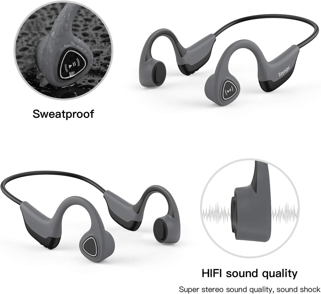 Bone Conduction Headphones, Wireless Bluetooth Bone Conducting Earbuds, Open Ear Headset with Mic, for Running, Cycling, Yoga (Almost Like-New)