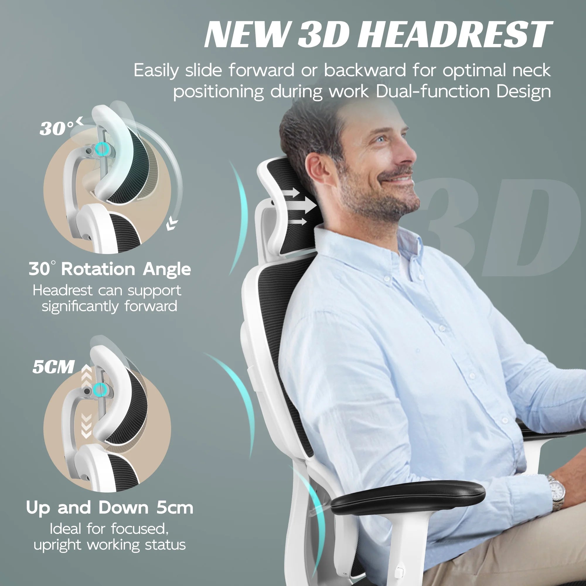Ergonomic Office Chair, High Back Desk Chair, Breathable Mesh Computer Chair with Lumbar Support, Comfy Foam Cushion Home Office Chair, 300Lbs, White