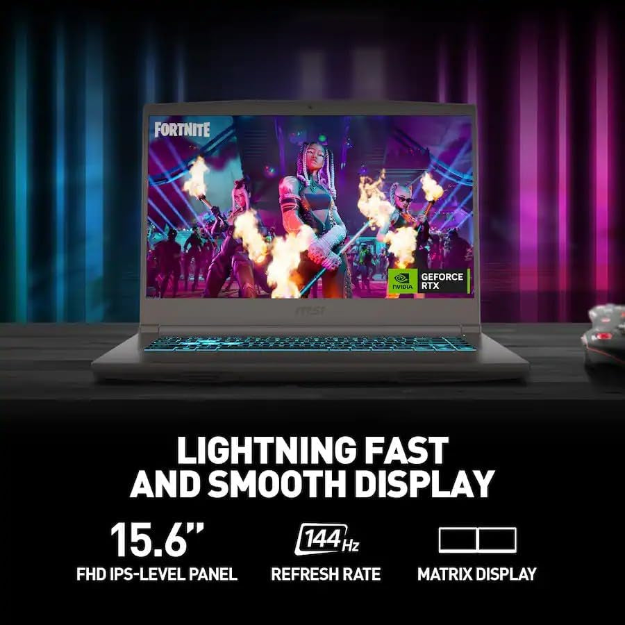 15.6" Thin A15 Gaming Laptop, Full HD Display, NVIDIA Geforce RTX 4050, AMD Ryzen 5 7535HS, Wi-Fi 6, Backlit Keyboard, Webcam, Bluetooth, Windows 11 Pro, Black (16GB RAM & 1TB SSD)