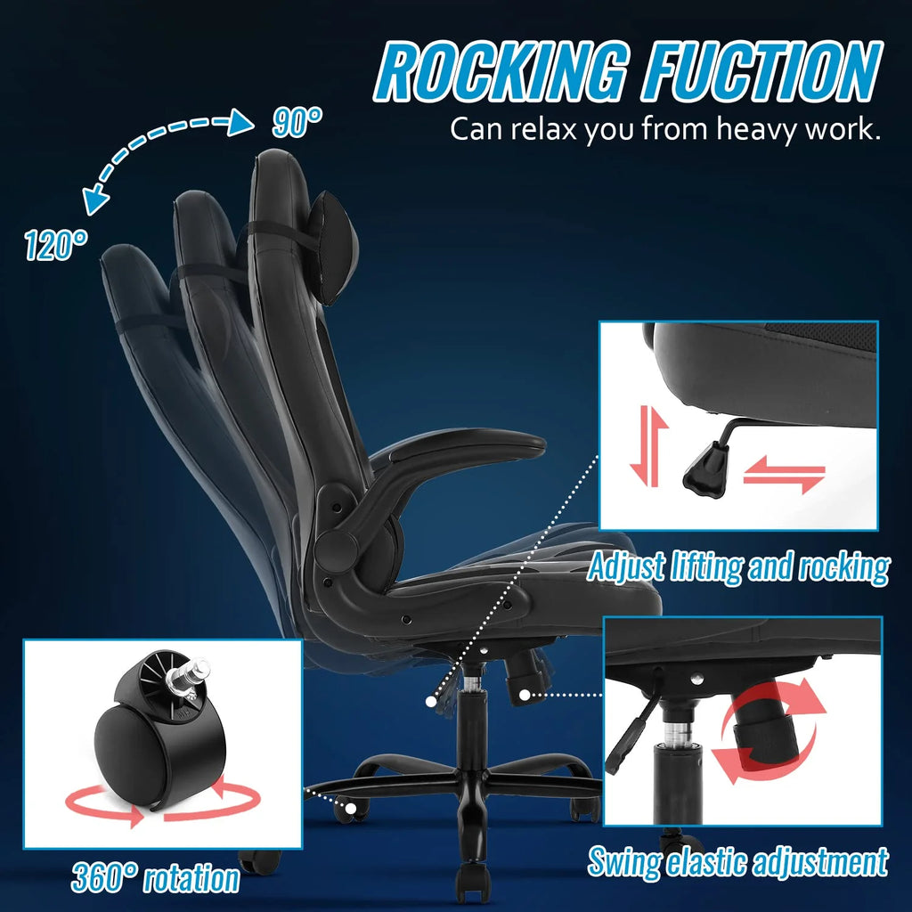 Ergonomic Gaming Chair, Lumbar Support, Swivel Rolling for Men, Women(Black)