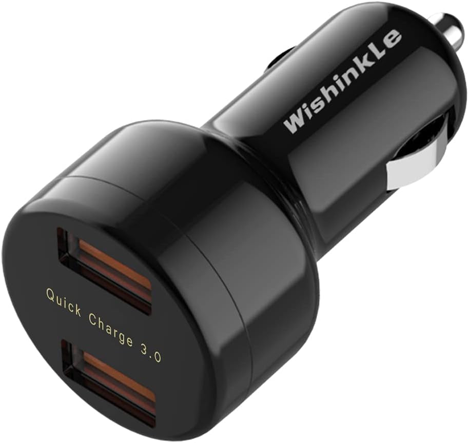 Car Charger, Mini 36W Dual USB QC 3.0 Ports Fast Car Charger Adapter Compatible with Samsung Note 9/Galaxy S10/S9/S8, Black