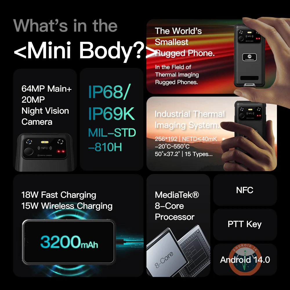 2025 Latest Technology- R4 GT: the World'S Smallest Thermal Imaging Night Vision Rugged Phone