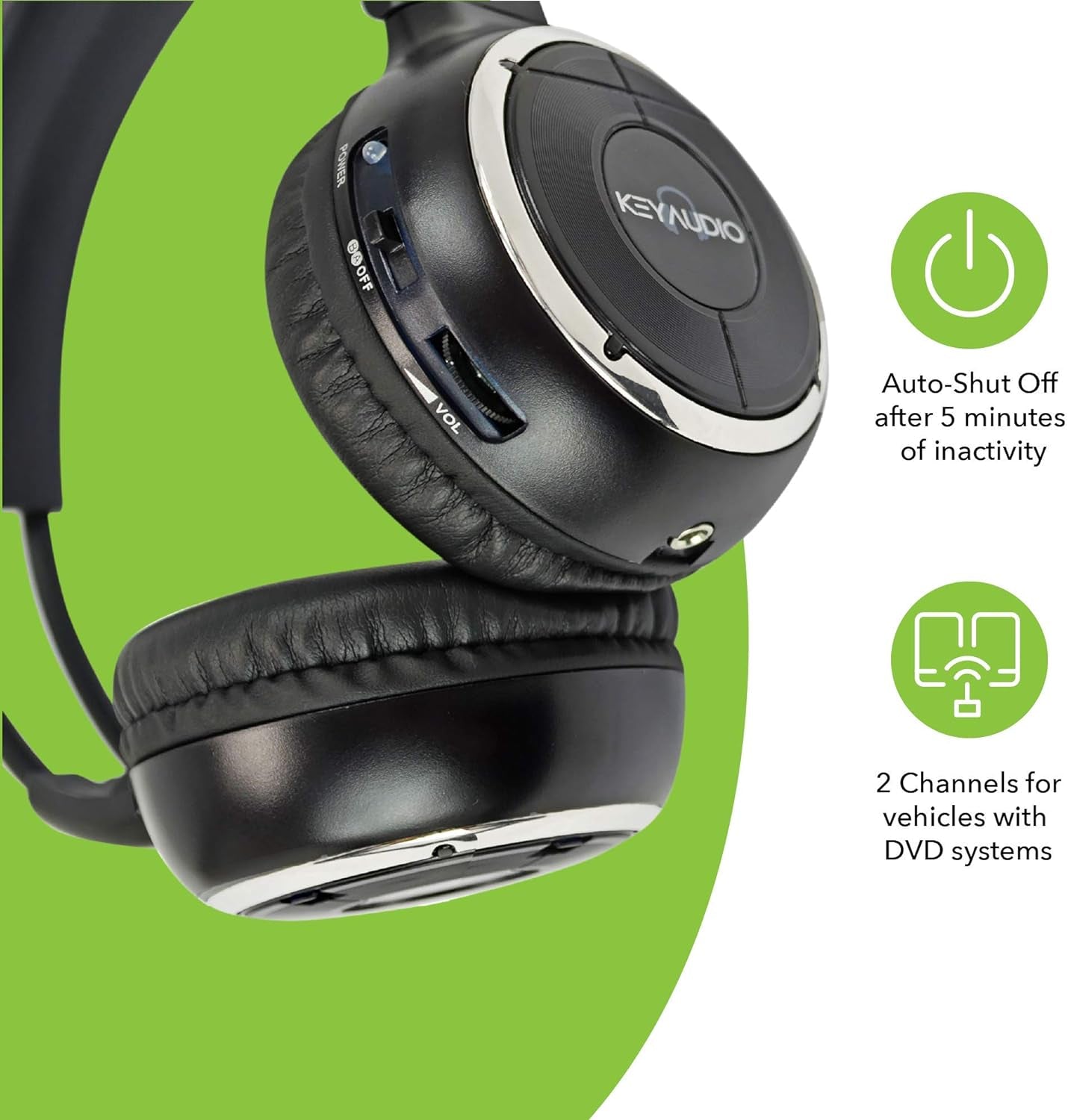 RP Accessories IR-2008B Infrared Wireless Headphones - 2-Channel Folding Universal Rear Entertainment System Headphones for Automotive, Television, and DVD Audio - Pack of 6
