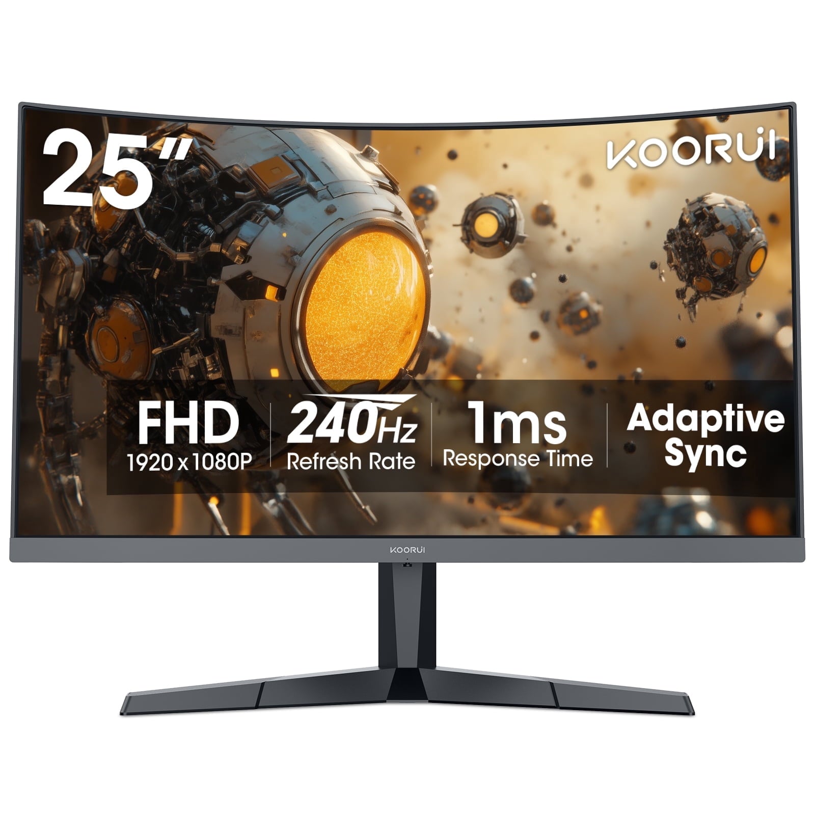 25" FHD Gaming Monitor, 240Hz 1080P Curved Monitor, Adaptive G-Sync, New, G2511XC