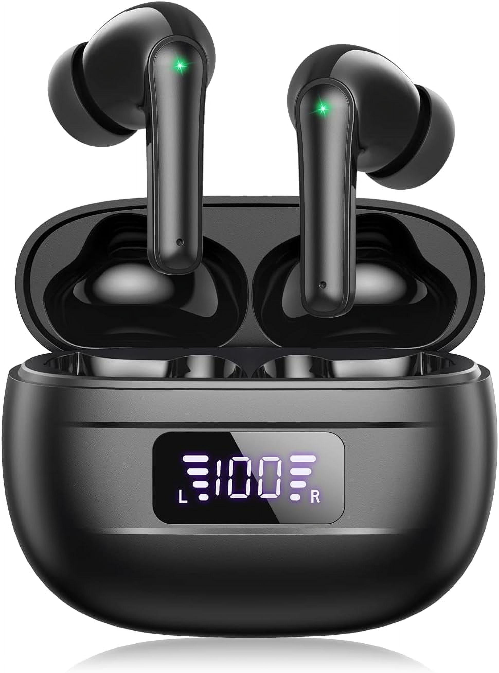 Wireless Bluetooth Earbuds with 76 Hours Playback, Noise Cancellation, Clear Call Quality, Power Display, Portable Charging Case, Lightweight, IPX7 Waterproof for Android and iOS