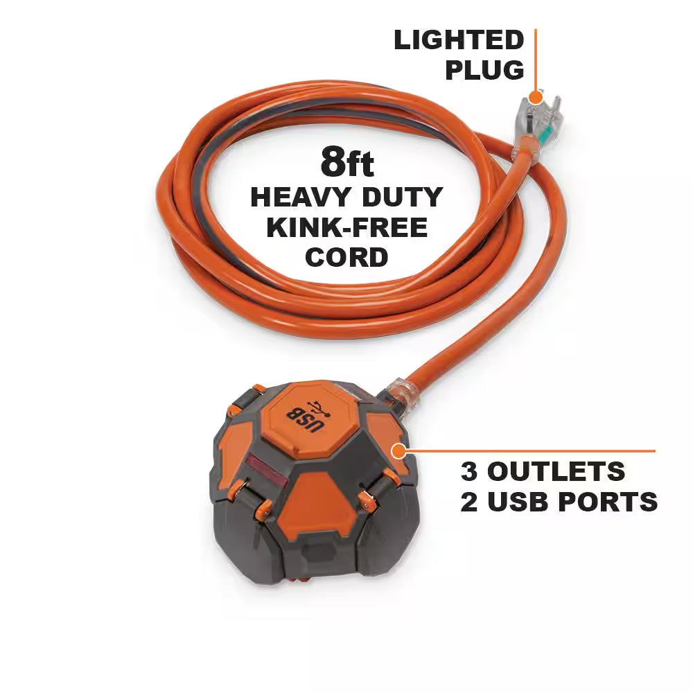 3-Outlet Power Ball Extension Cord plus USB