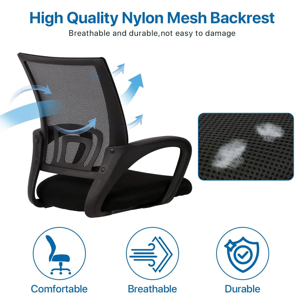 Mesh Office Chair Set of 3, Mid-Back Home Office Chair Adjustable Ergonomic Desk Chair (3 Pack， Black）