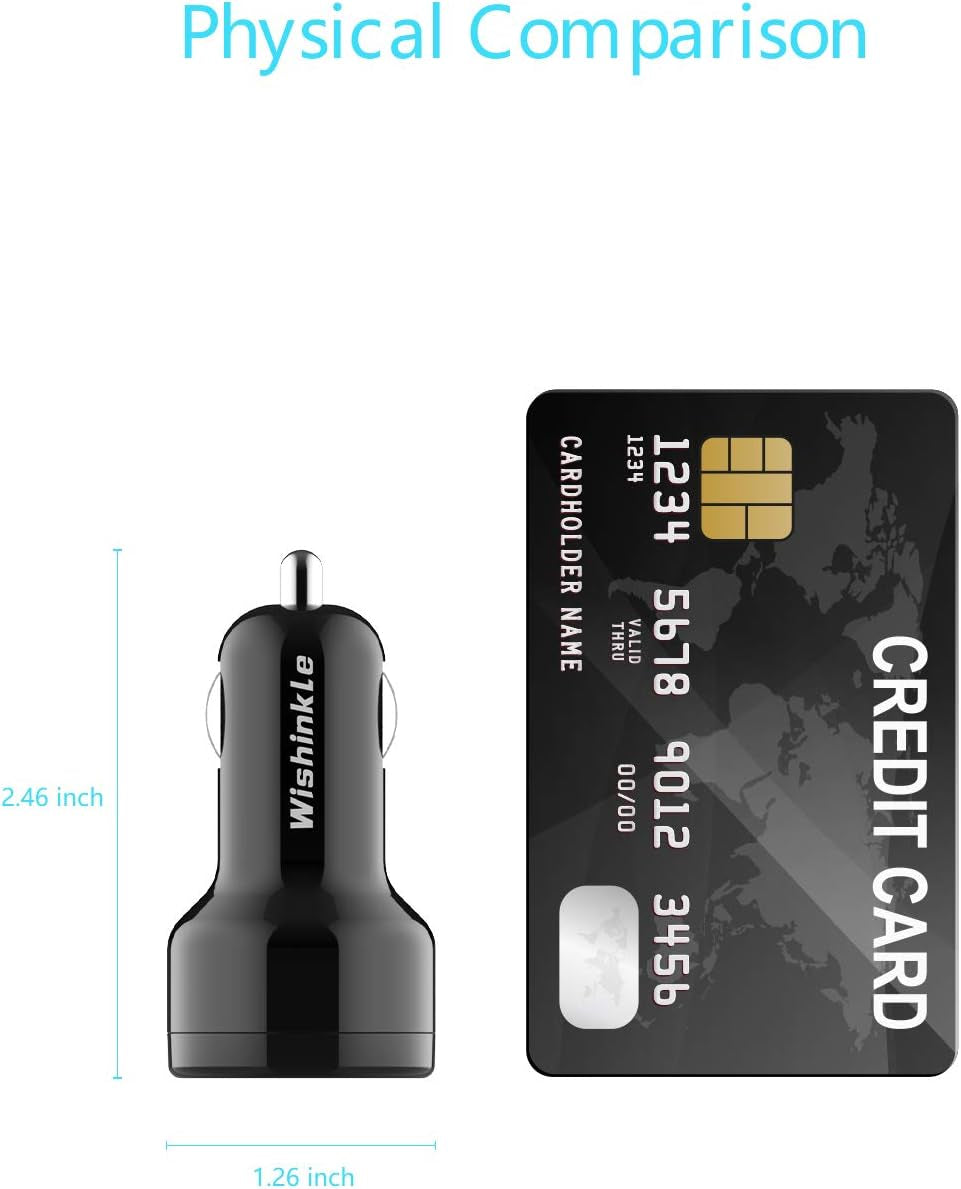 Car Charger, Mini 36W Dual USB QC 3.0 Ports Fast Car Charger Adapter Compatible with Samsung Note 9/Galaxy S10/S9/S8, Black