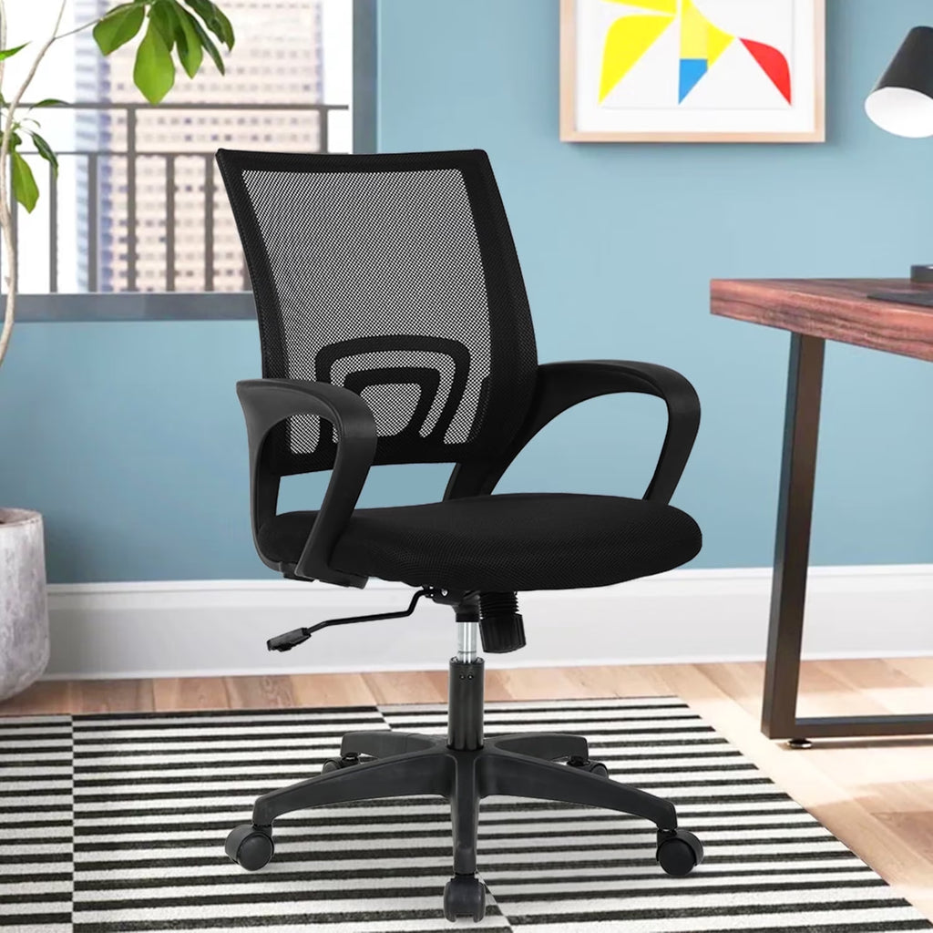 Mesh Office Chair Set of 3, Mid-Back Home Office Chair Adjustable Ergonomic Desk Chair (3 Pack， Black）