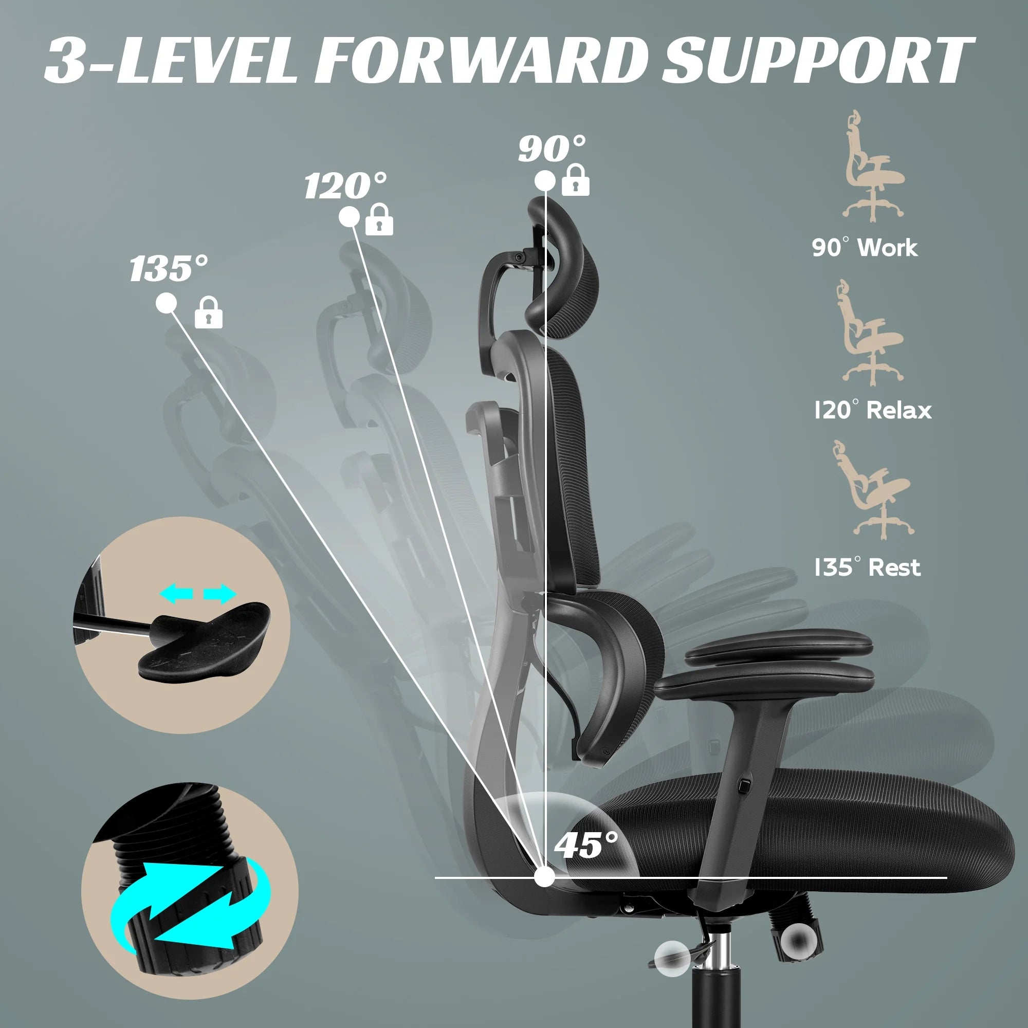 Ergonomic High Back Office Chair with Lumbar Support, Breathable Mesh, and Comfortable Foam Cushion, Supports Up to 300 lbs, Black