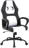Adult PU Leather and Mesh Racing Gaming Chair with Swivel and Lumbar Support, White