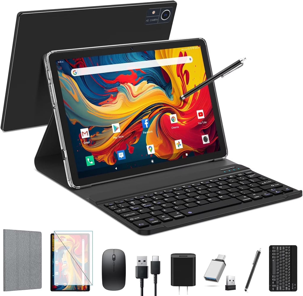 Tablet Android 14 Tablet,128Gb ROM+24GB RAM (8+16Virtual)+1Tb TF Expand,10 Inch Android Tablet with Keyboard,5G Wifi Tablet,Octa-Core Processor,13Mp+8Mp Camera,Bluetooth,Gps,Fhd Display,2 in 1 Tablet