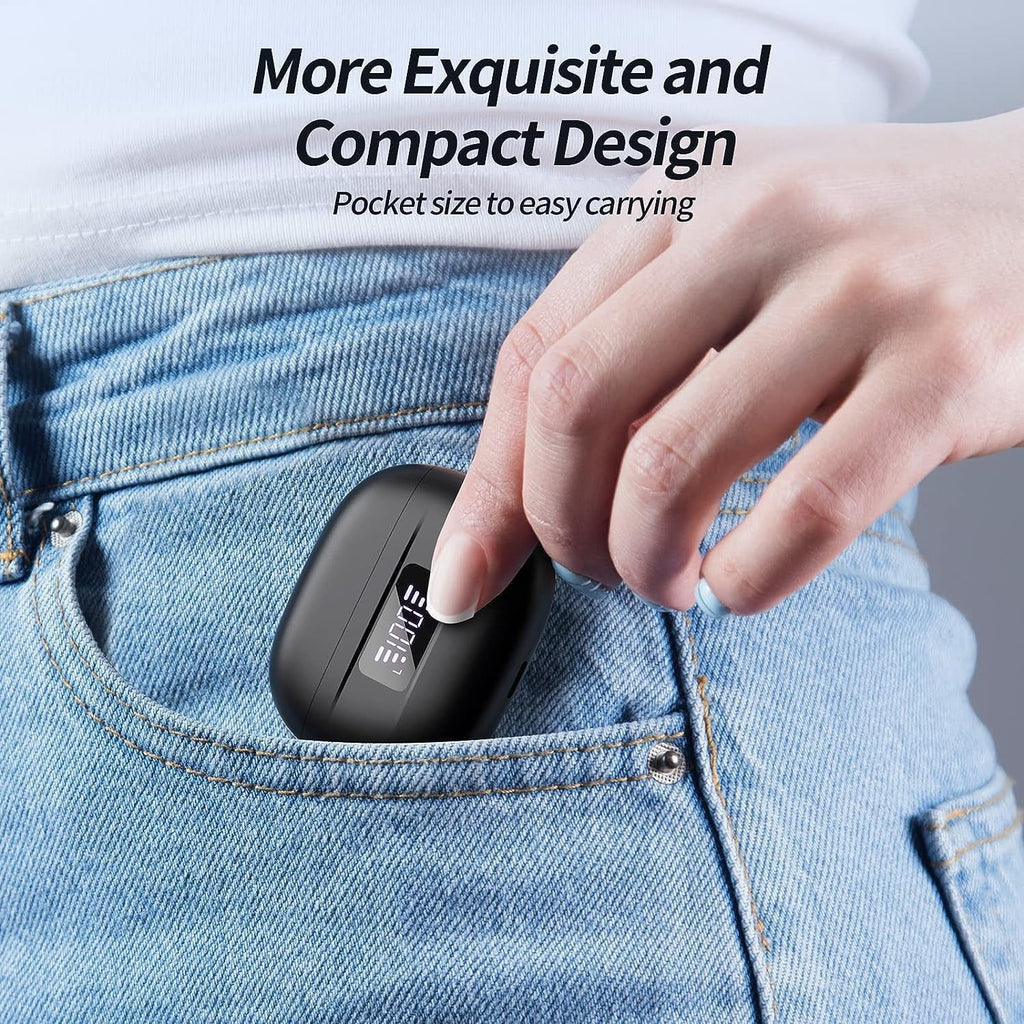 Wireless Bluetooth Earbuds with 76 Hours Playback, Noise Cancellation, Clear Call Quality, Power Display, Portable Charging Case, Lightweight, IPX7 Waterproof for Android and iOS