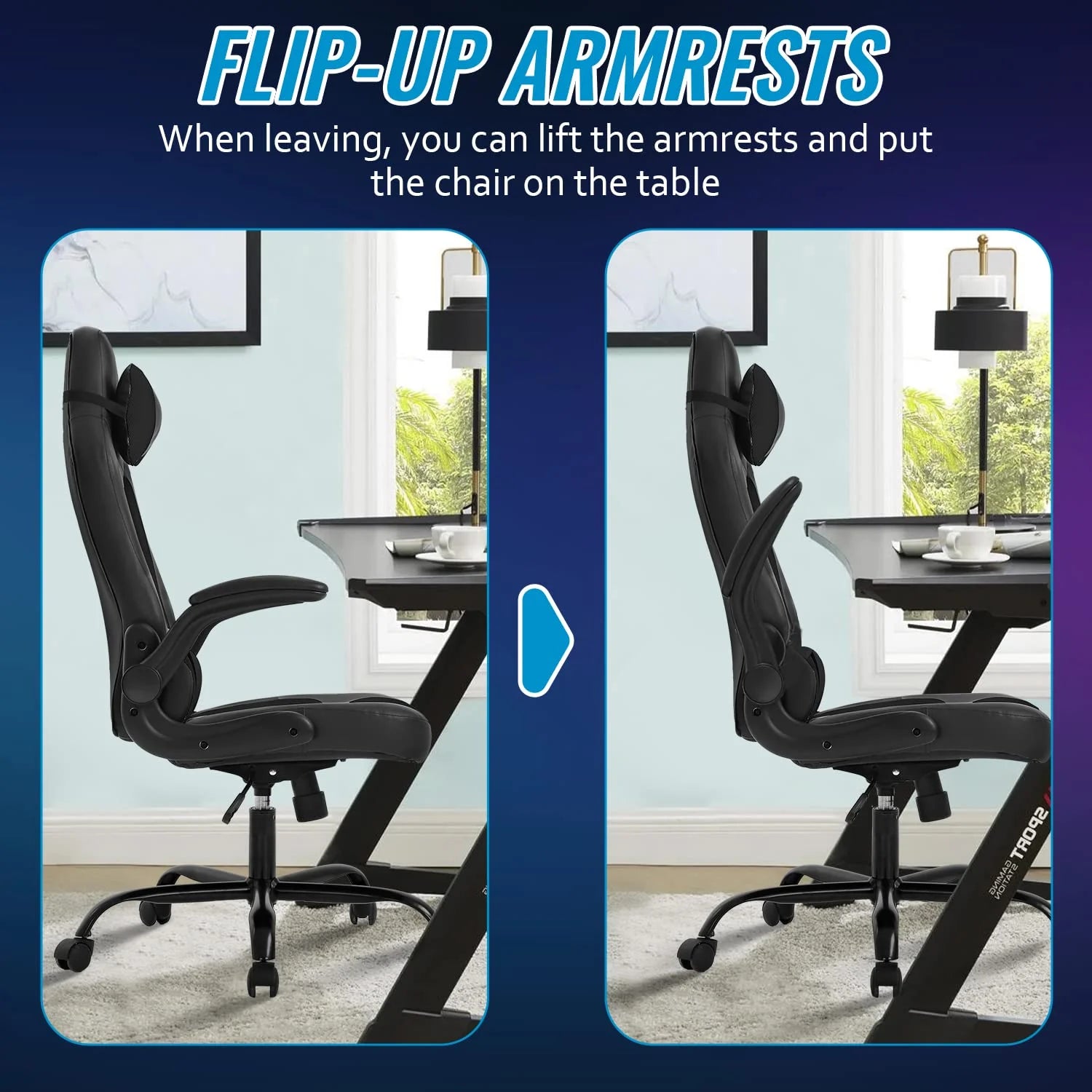 Ergonomic Gaming Chair, Lumbar Support, Swivel Rolling for Men, Women(Black)