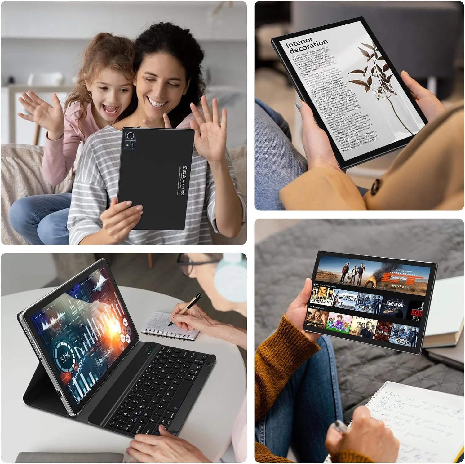 Tablet Android 14 Tablet,128Gb ROM+24GB RAM (8+16Virtual)+1Tb TF Expand,10 Inch Android Tablet with Keyboard,5G Wifi Tablet,Octa-Core Processor,13Mp+8Mp Camera,Bluetooth,Gps,Fhd Display,2 in 1 Tablet