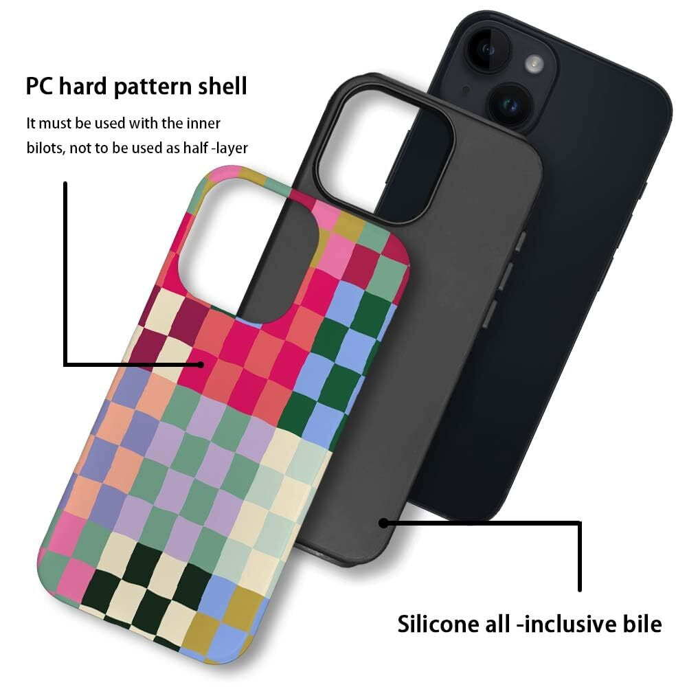 Colorful Checkerboard Iphone Case for Iphone 14 15 Pro Max plus Slim Protecti...