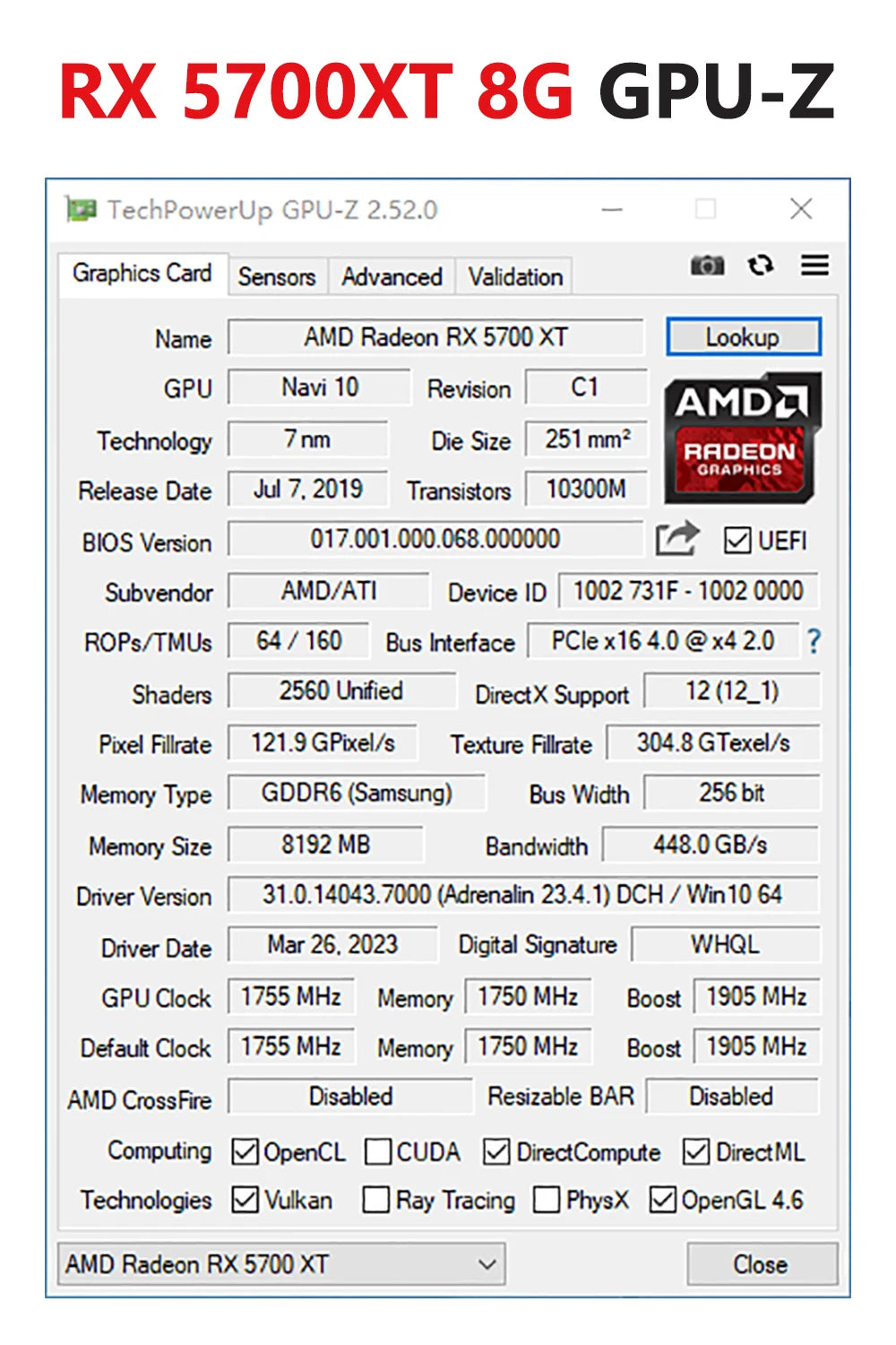 AMD RX5700 XT 8GB Graphics Card GDDR6 256Bit PCI-E 4.0×16 6+8Pin Radeon GPU Rx 5600XT Gaming Video Card Placa De Video