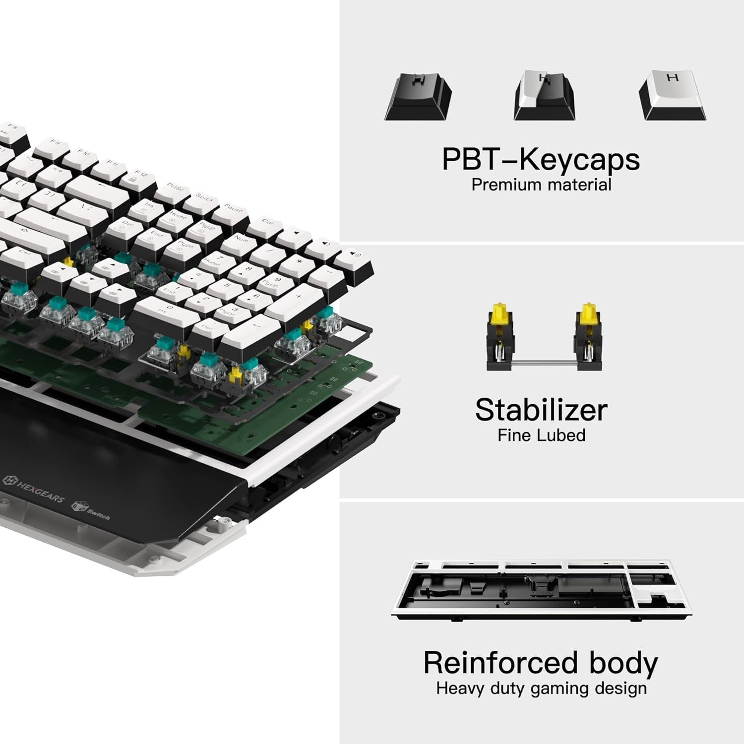 X5 Wireless Mechanical Keyboard with Kaihl Box Switch-Rose Red, Panda Computer Keyboard for Gaming, Typing, Ergonomic 108-Key Typewriter Keyboard with Wrist Rest