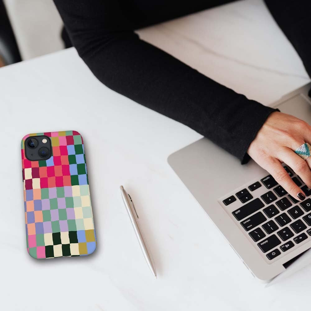 Colorful Checkerboard Iphone Case for Iphone 14 15 Pro Max plus Slim Protecti...