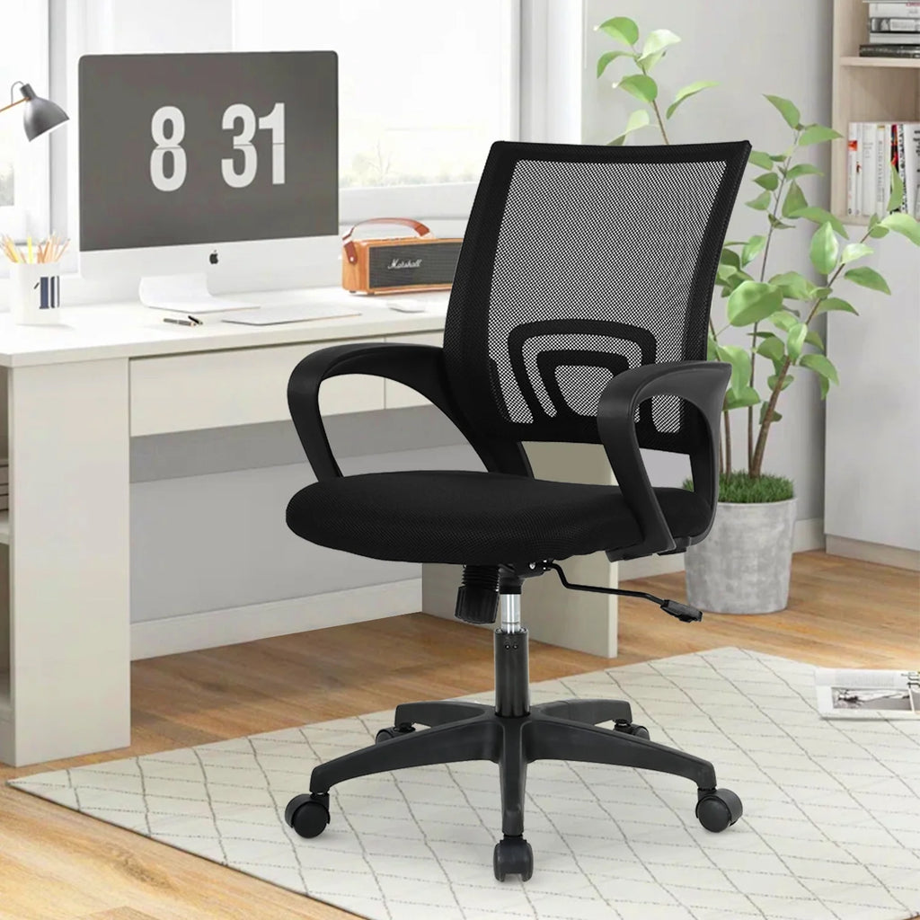 Mesh Office Chair Set of 3, Mid-Back Home Office Chair Adjustable Ergonomic Desk Chair (3 Pack， Black）