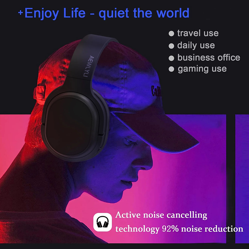 Noise Cancelling Headphones, Bluetooth over Ear Headphones, Wireless Foldable Stereo Microphone, S31 - Black